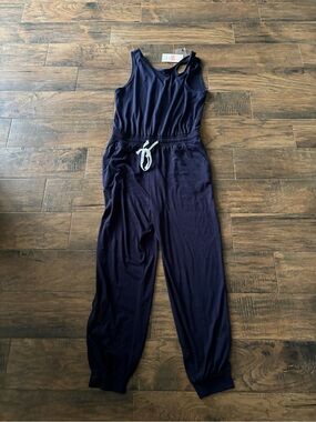 Sleeveless Navy Drawstring Jumpsuit